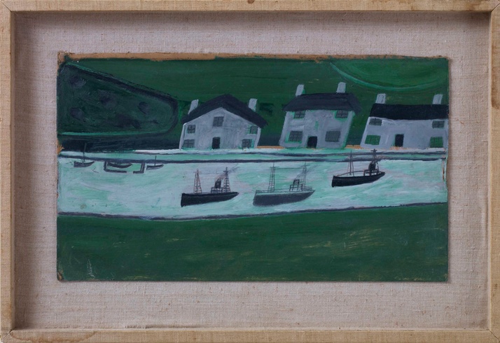 Alfred Wallis: Three Steamers and Three Houses, 1938